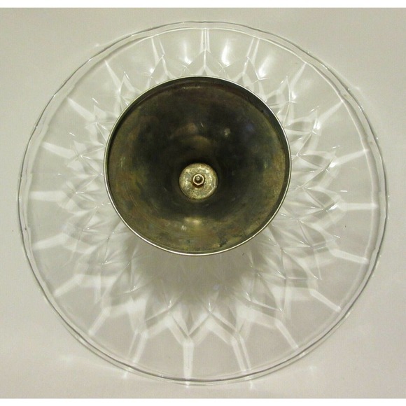 Val St. Lambert Crystal BALMORAL Cake Stand with Metal Base Signed - Picture 7 of 12